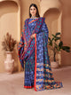 Blossom Serenity: Blue Floral Delight Pashmina Saree & Shawl