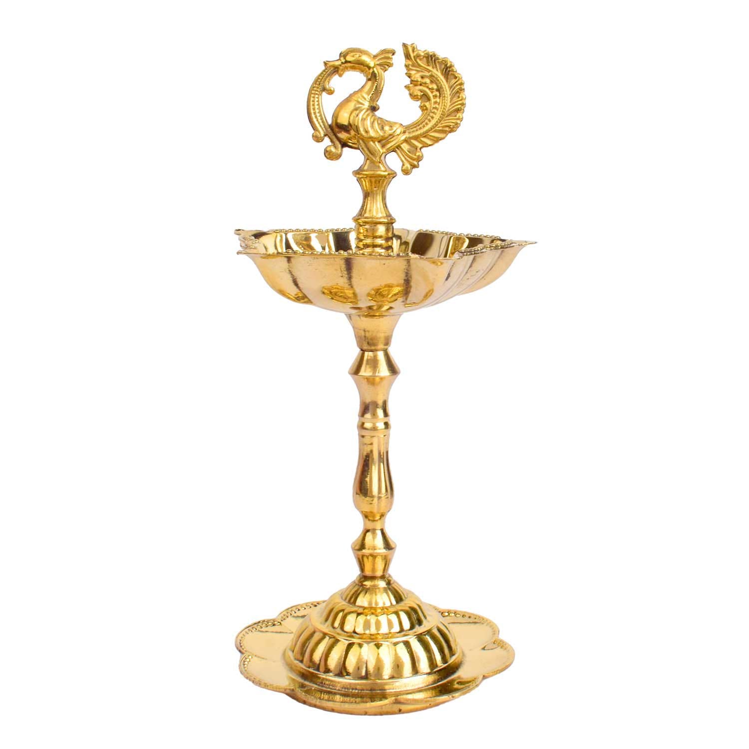 Peacock Kerala Brass Flower Stand Diya – Set of 2