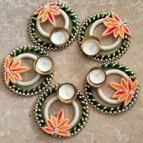 Pearl Tea light holders 4 pcs