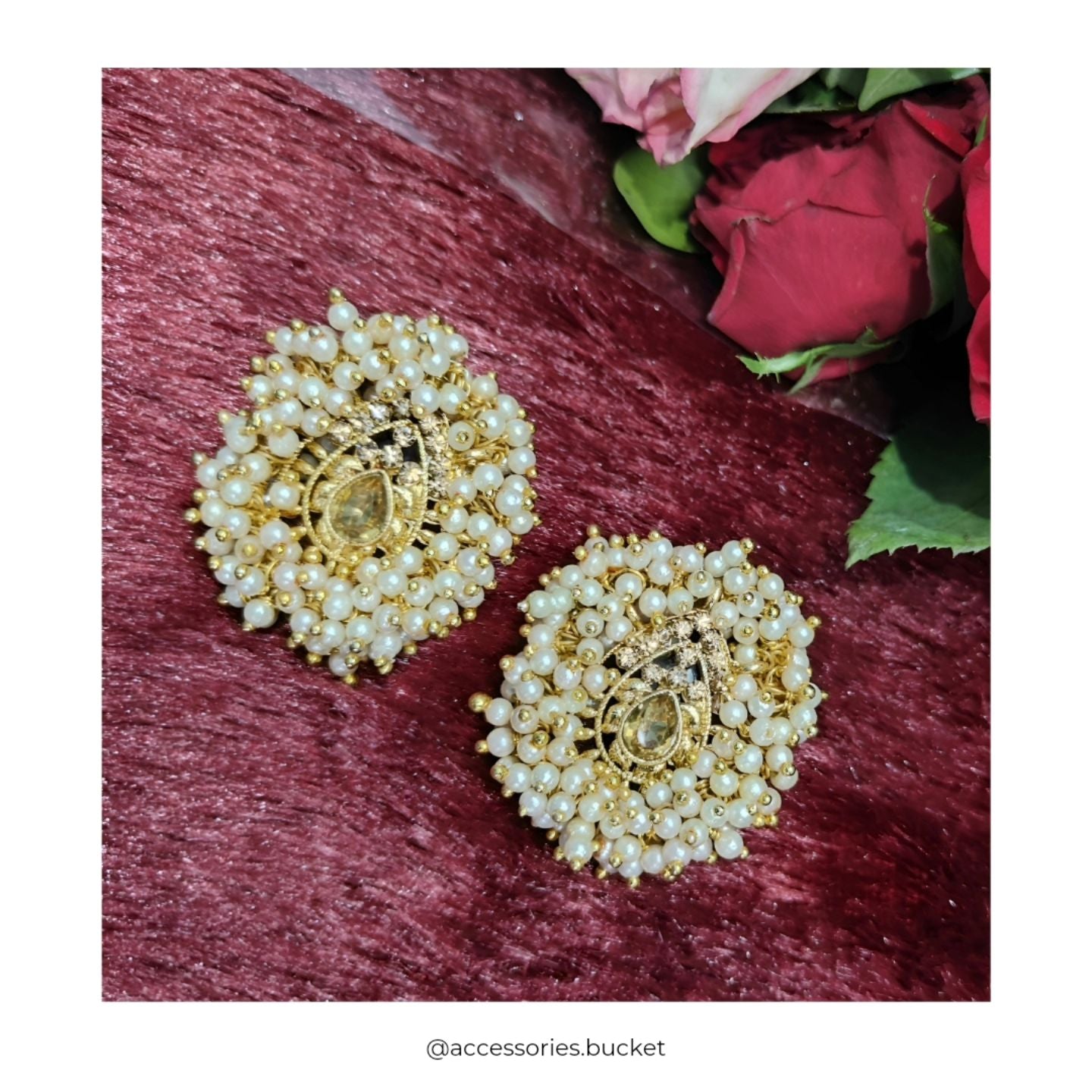 Pearl & Polki Round Copper Kundan Studs