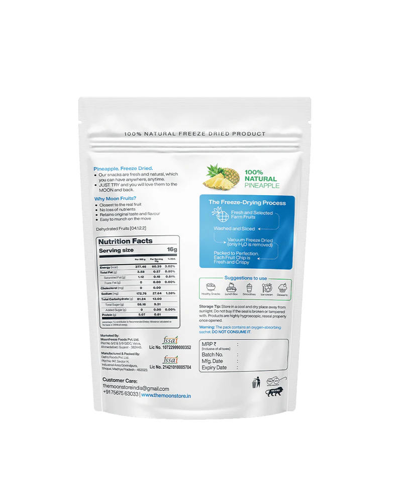 Moon Freeze Dried Pineapple Cubes | 16 gms