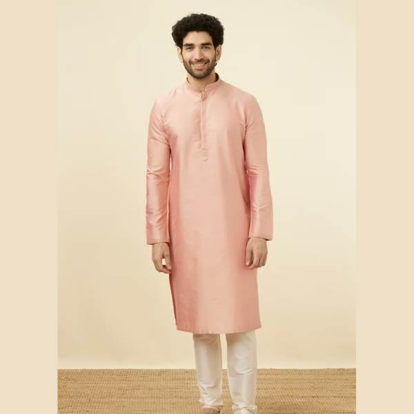 Manyawar Pink Solid Occasion Wear Kurta Pajama