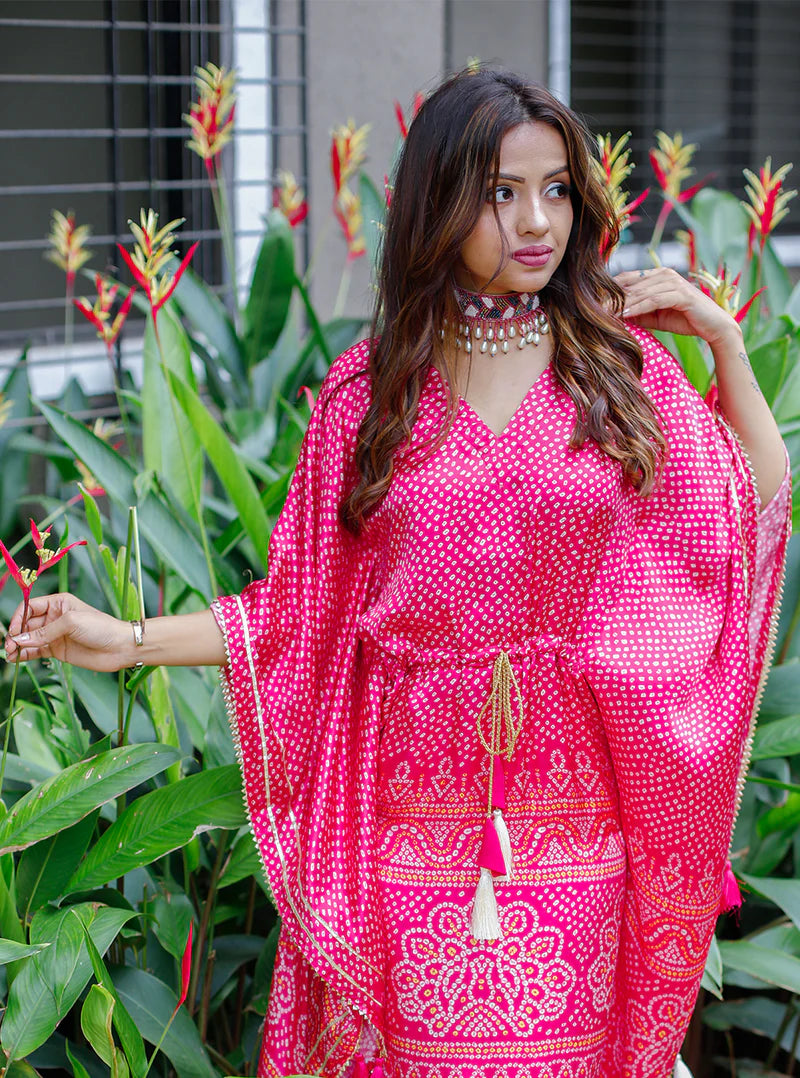 Pink Kaftan With Gotta Patti Work | Ready To Wear