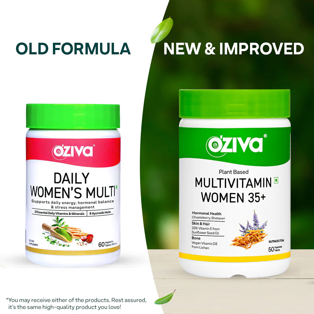 Oziva Plant Based Multivitamins for Women 35+ |50 Tablets