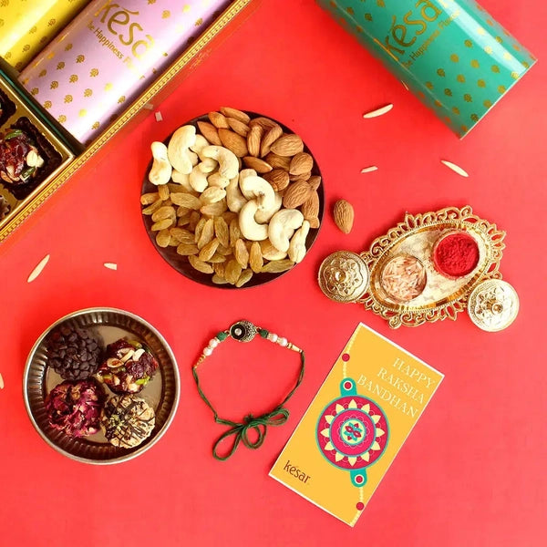 Premium Dry Fruit and Laddoo Rakhi Set