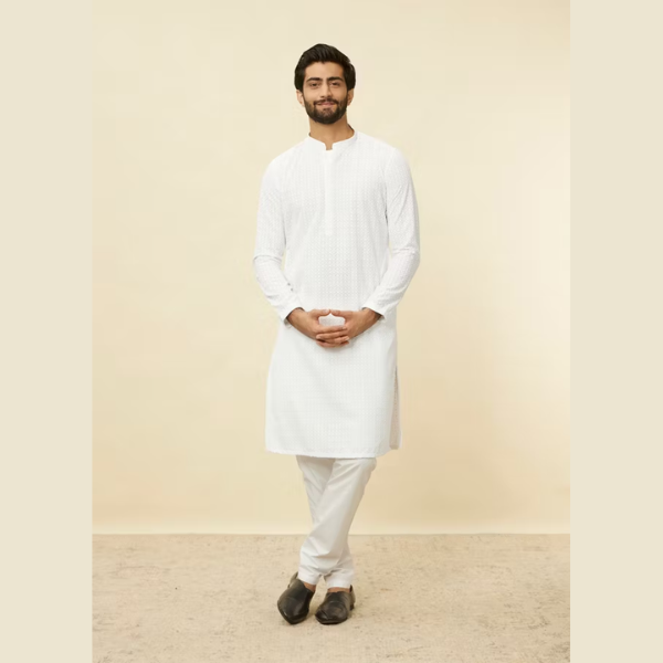 Manyawar Chikankari Jaal Patterned Kurta Set