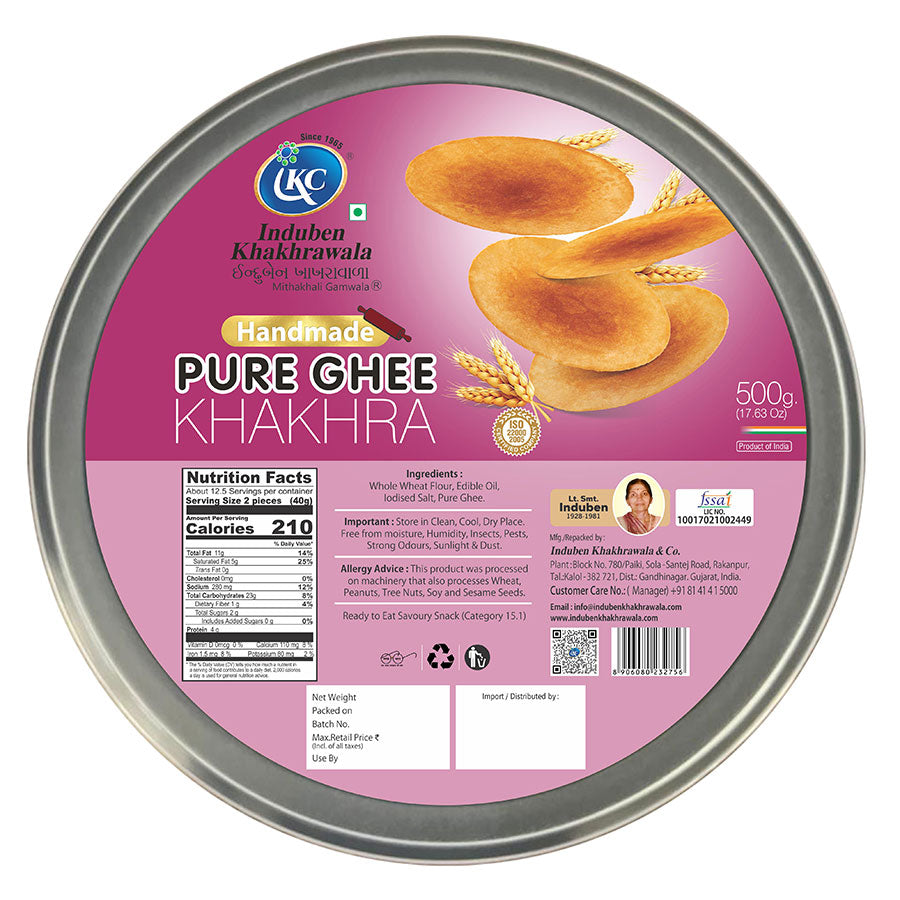 Induben Khakhrawala Handmade Pure Ghee Plain Khakhra 500 gms