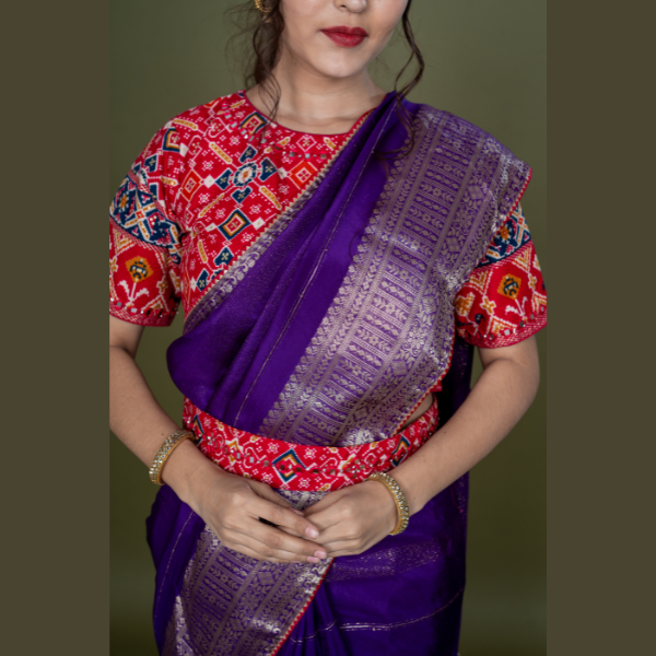 Latest  Polyester  Saree With Patola Work | Ready To Wear