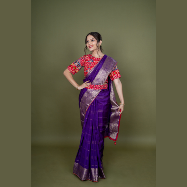 Latest  Polyester  Saree With Patola Work | Ready To Wear