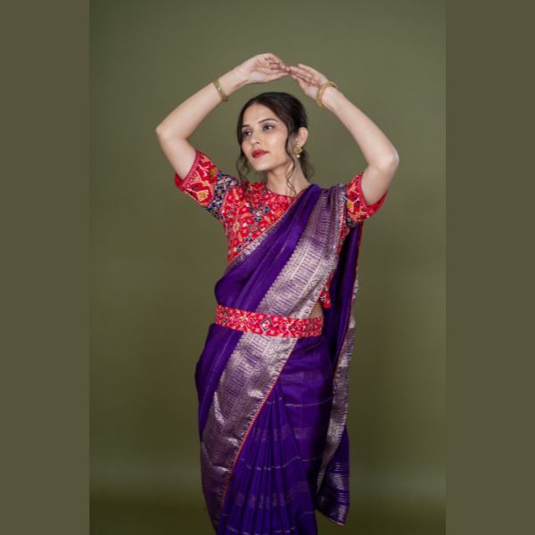 Latest  Polyester  Saree With Patola Work | Ready To Wear