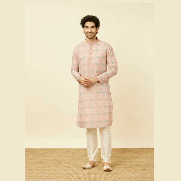 Manyawar Quartz Pink Mandala Printed Kurta Set - India shopping