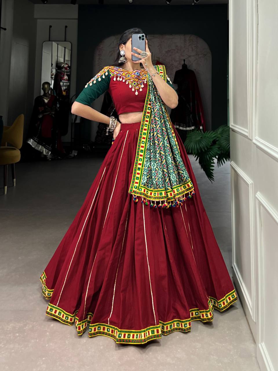 Pure Cotton Premium Lehenga | Red Colour