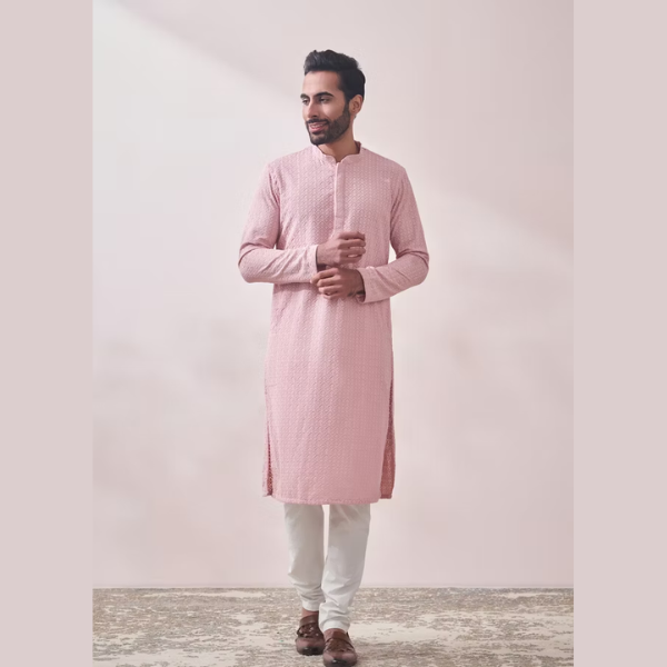 Manyawar Chikankari Jaal Patterned Kurta Set