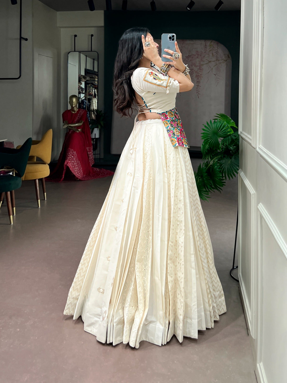 Ready-to-Wear Gujarati Gamthi Work Lehenga Choli