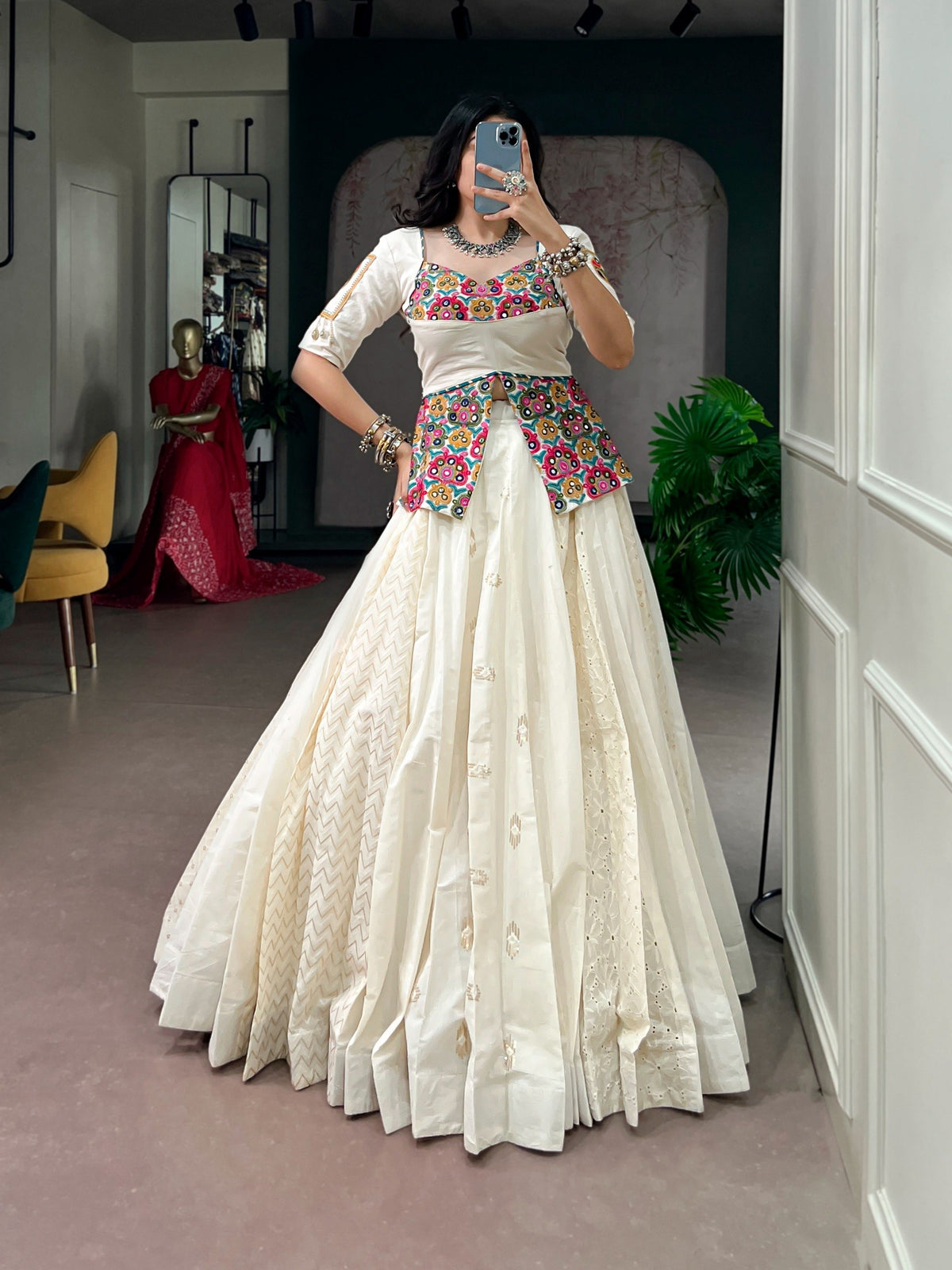 Ready-to-Wear Gujarati Gamthi Work Lehenga Choli