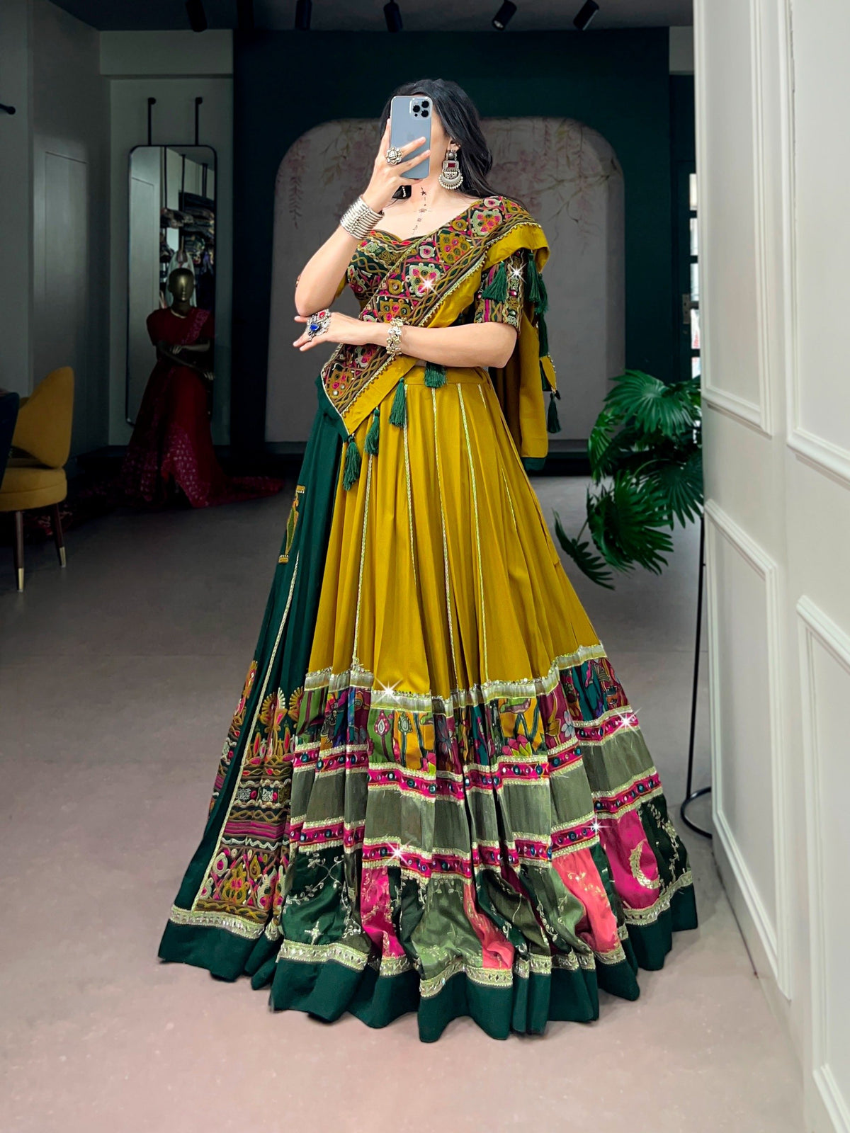 Ready-to-Wear Navratri Garba Utsav Gamthi Rayon Lehenga Choli