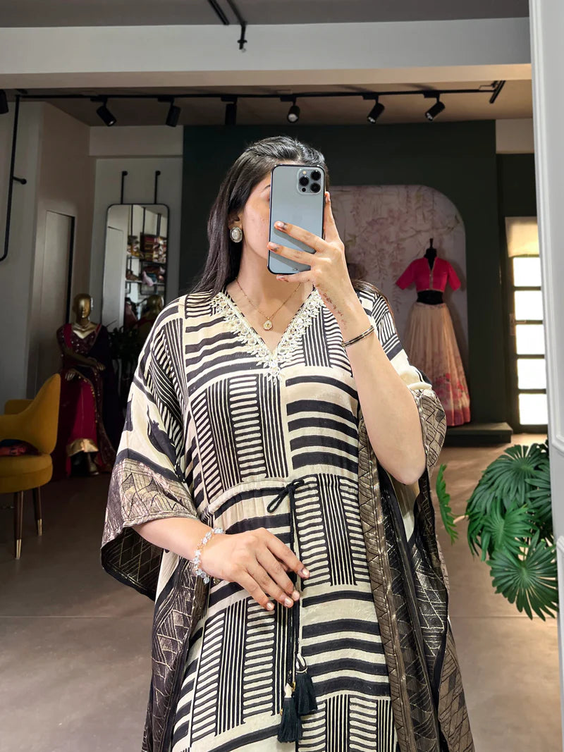 Pure Viscose Kaftan With Real Mirror And Hand Work | Ready To Wear