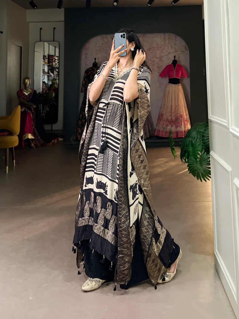 Pure Viscose Kaftan With Real Mirror And Hand Work | Ready To Wear
