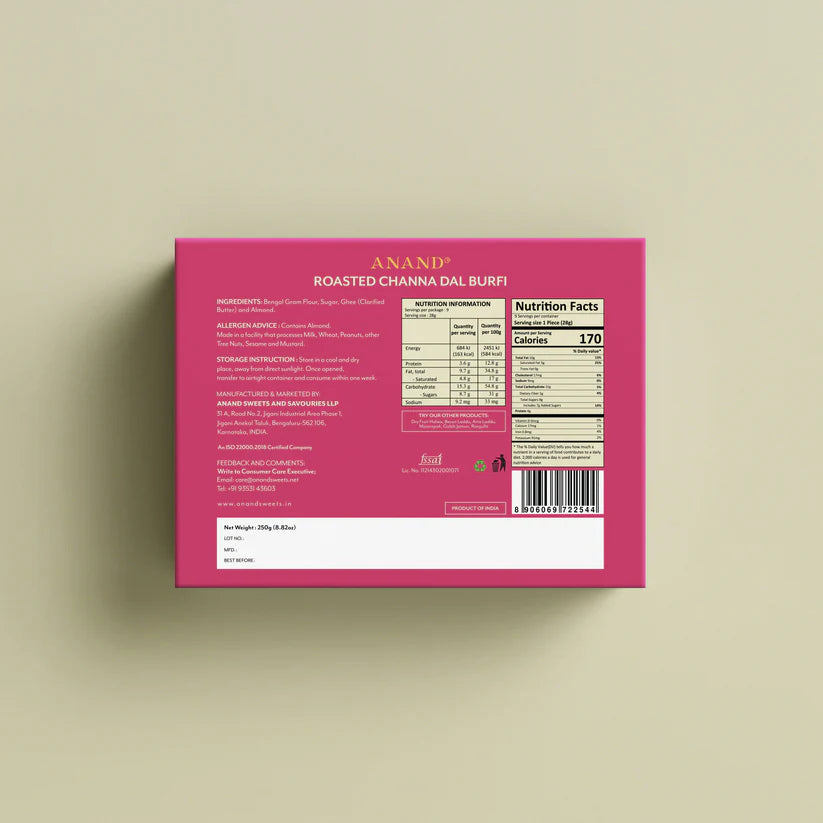 Anand Sweets & Savouries Roasted Channa Dal Burfi | 500 gms