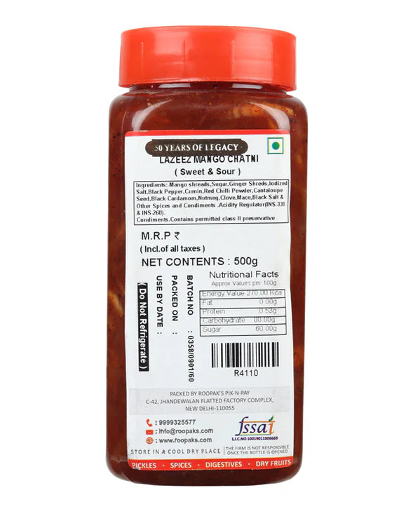 Roopak (since 1958) Lazeez Mango chatni - 500 gms