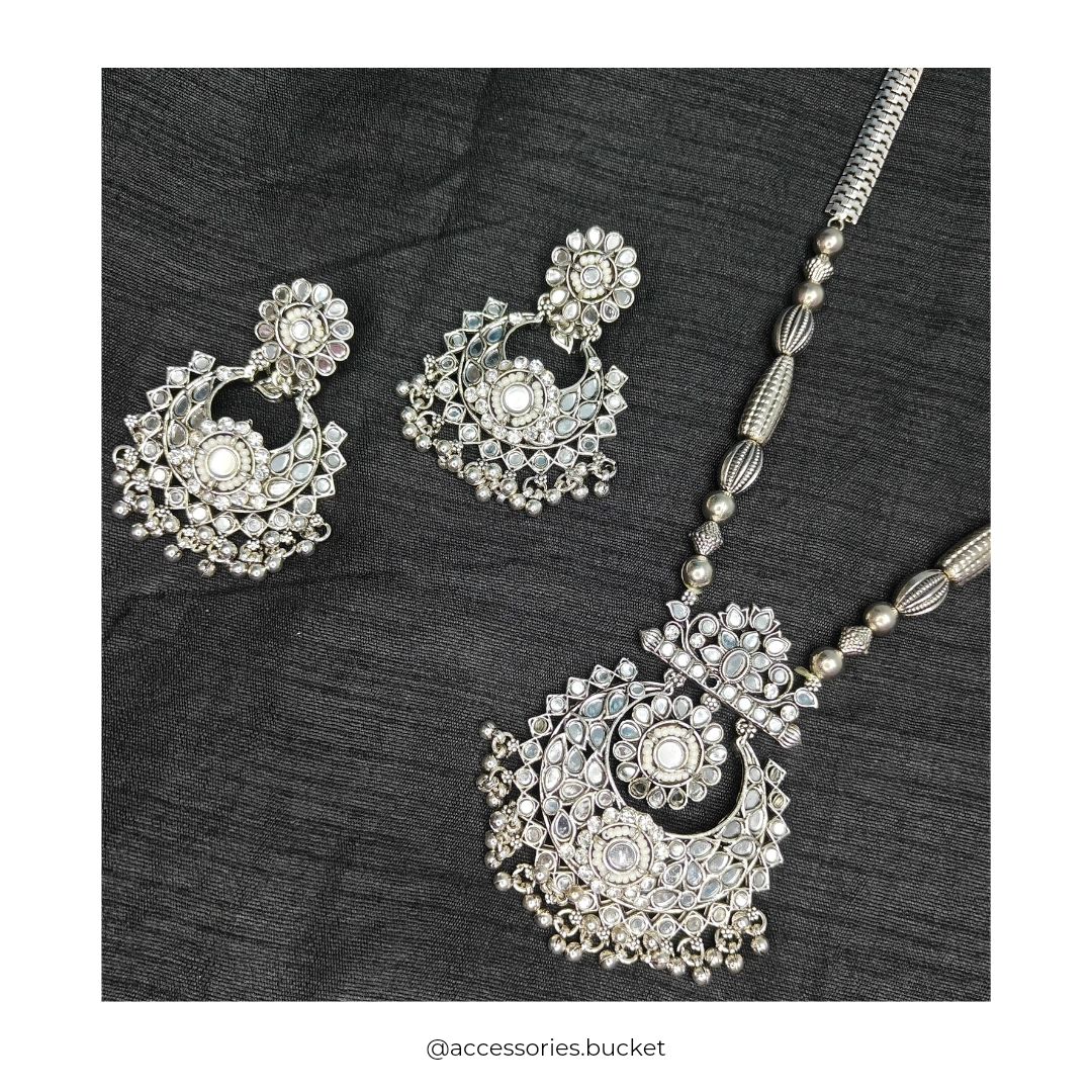 Round Mirror Pendant Necklace Set