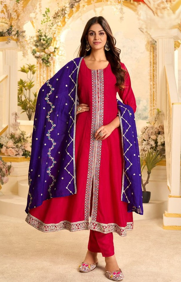 Royal Charm 3-Piece Anarkali Suit| Ready To Wear| Kurta with Embroidery