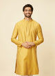 Manyawar Mustard Leaf Patterned Kurta Set