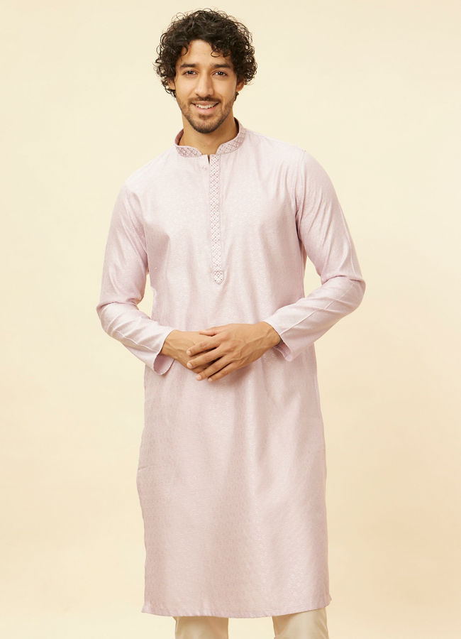 Manyawar Light Lilac Floral Patterned Kurta Set