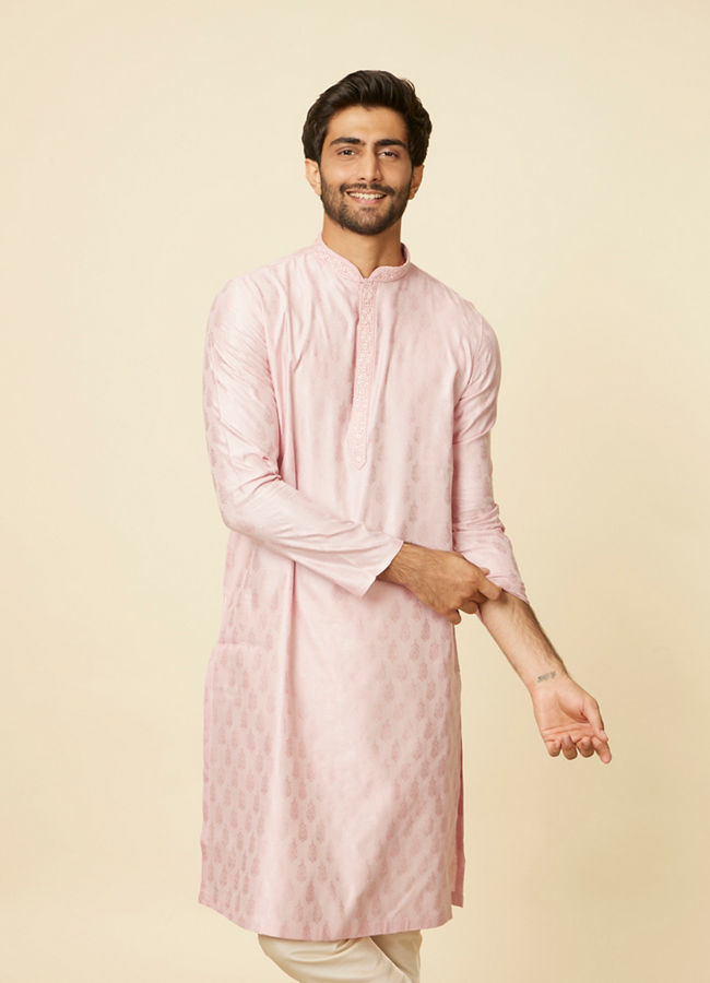 Manyawar Seashell Pink Imperial Printed Kurta Set