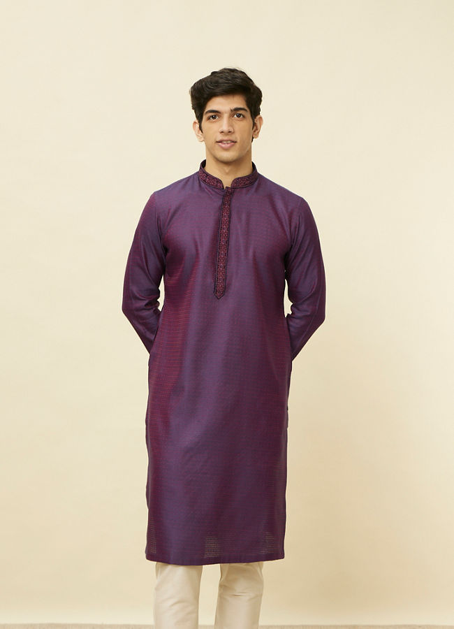 Manyawar Mulberry Self Patterned Kurta Set