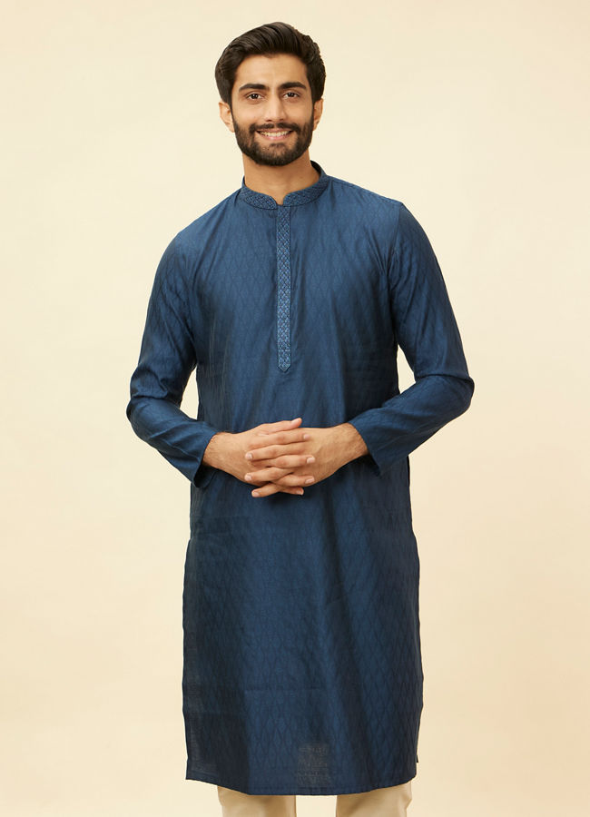 Manyawar Violet Blue Jaal Patterned Kurta Set