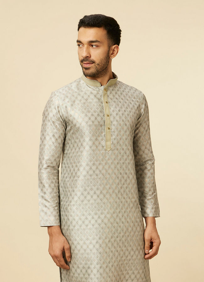 Manyawar Pista Green Buta Printed Kurta Set