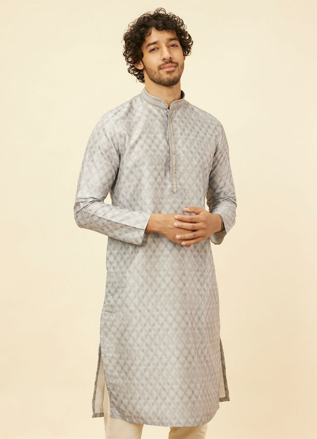 Manyawar Blue Grey Buta Printed Kurta Set