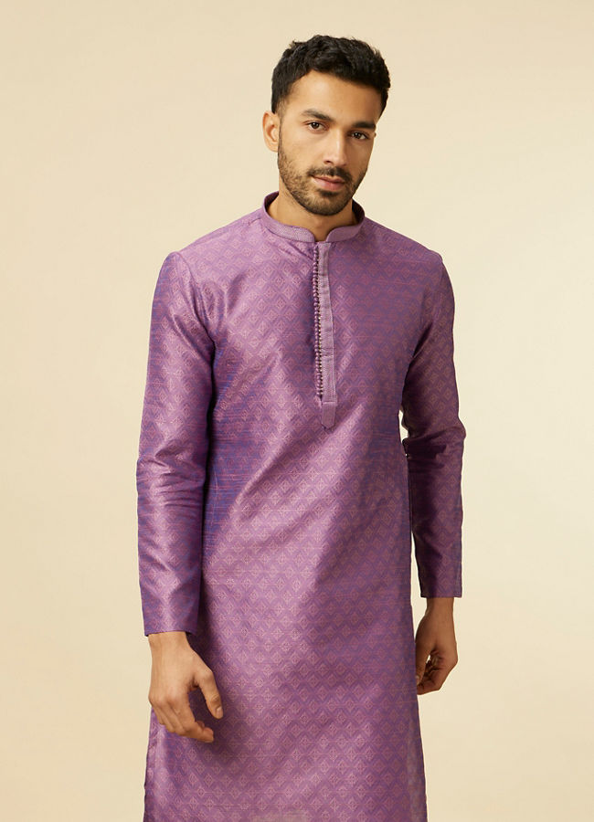 Manyawar Purple Buta Diamond Patterned Kurta Set