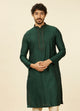 Manyawar Dark Green Bel Buti Patterned Kurta Set