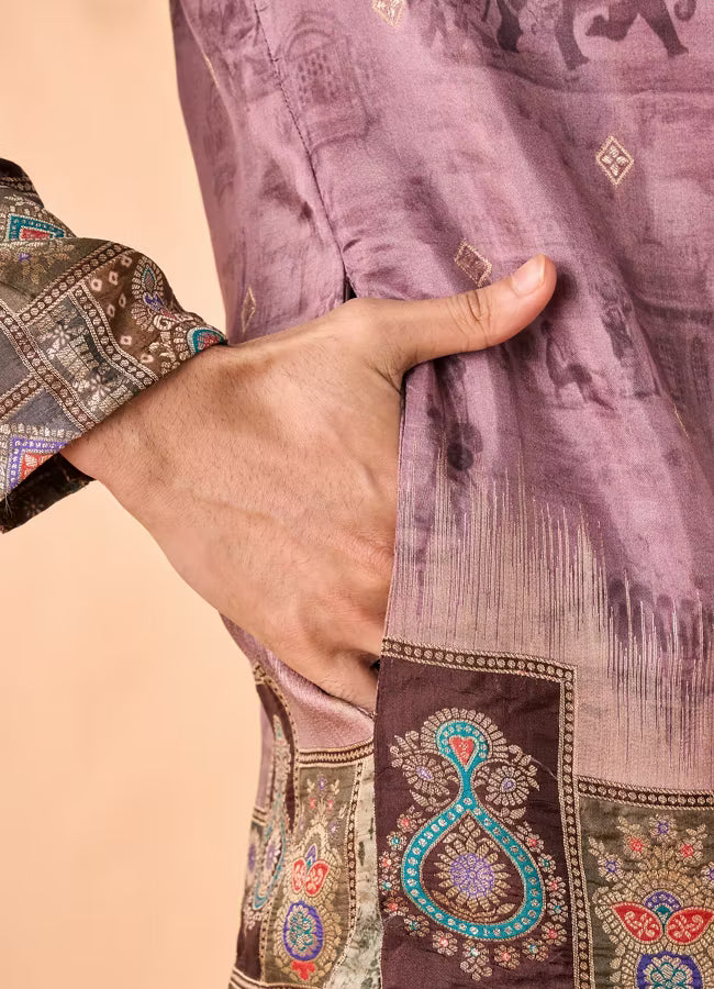 Manyavar Brown Elegance Kurta Pajama | Ready To Wear