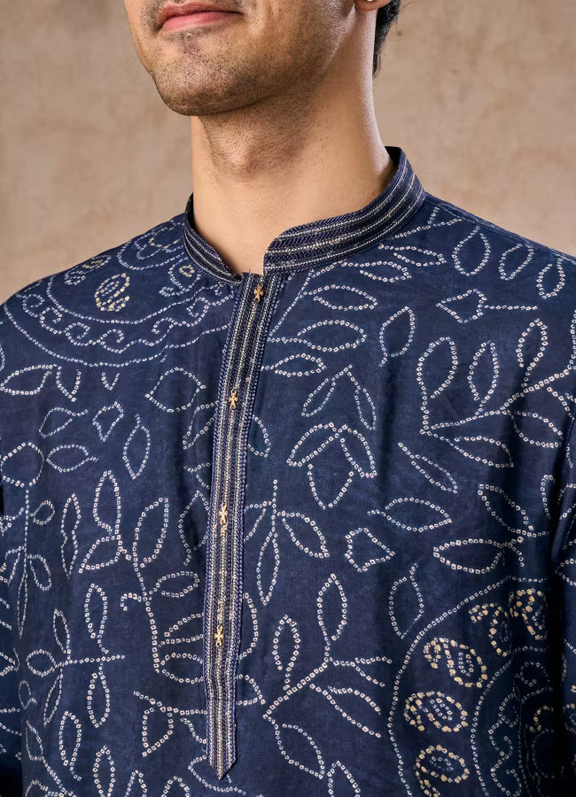 Manyavar Dark Blue Regalia Kurta Pajama | Ready To Wear