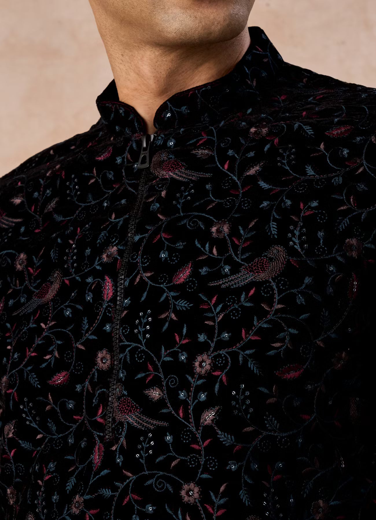 Manyavar Luxurious Wine Velvet Kurta Patiala | Ready To Wear