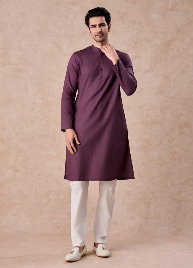 Manyavar Royal Purple Charm Kurta Pajama | Ready To Wear