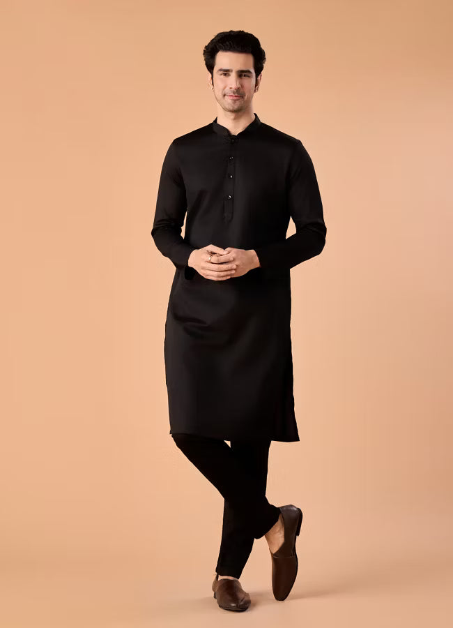 Manyavar Opulent Black Kurta Pajama | Ready To Wear