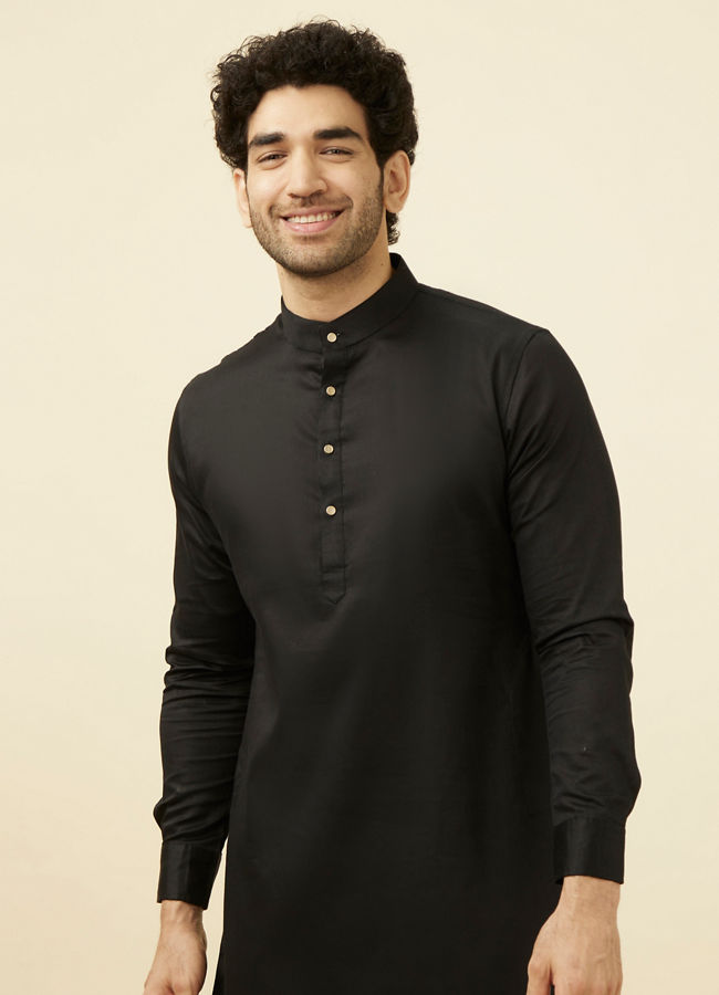 Manyawar Black Solid Kurta Set - India shopping