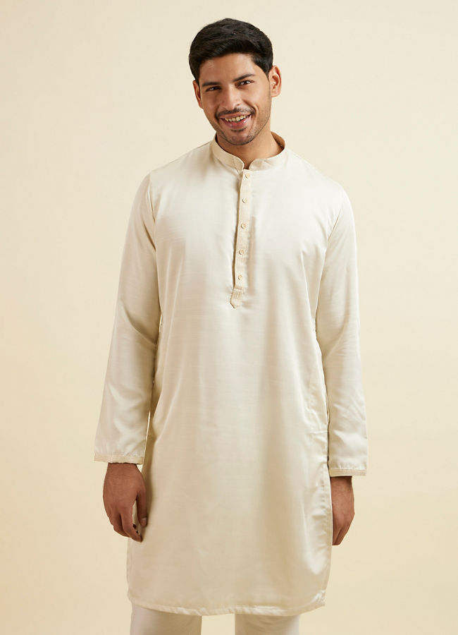 Manyawar Ivory White Placket Detailed Kurta Set