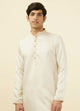 Manyawar Sea Shell White Solid Kurta Pajama