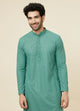 Manyawar Sea Green Sequin Embellished Chikankari Kurta Set