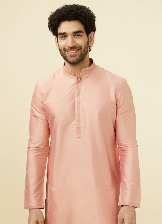 Manyawar Pink Solid Occasion Wear Kurta Pajama