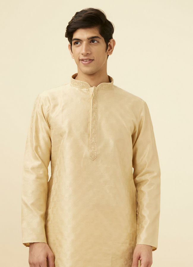 Manyawar Sandal Jacquard Kurta Pajama