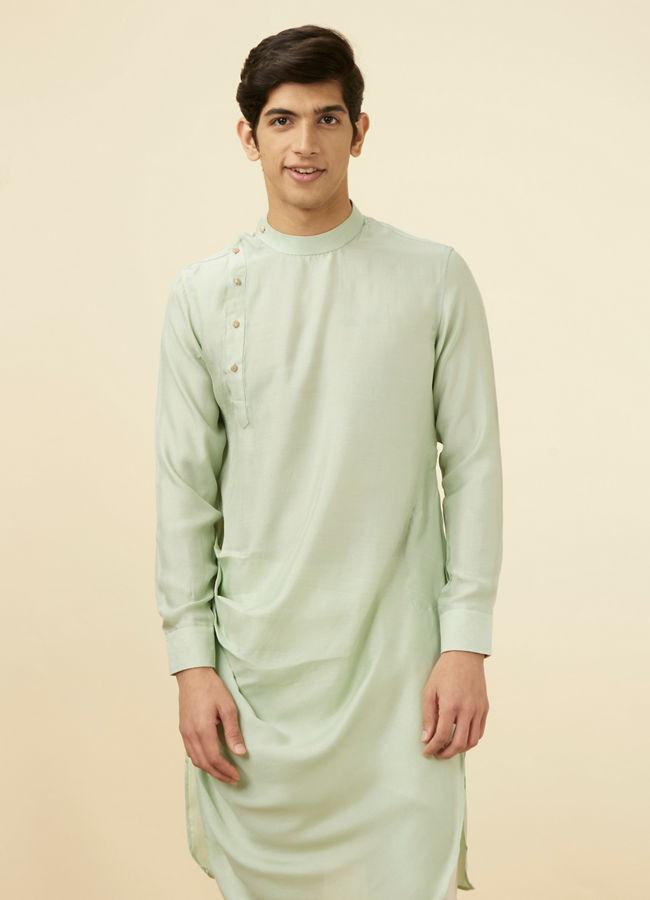 Manyawar Pastel Blue Plain Kurta Pajama