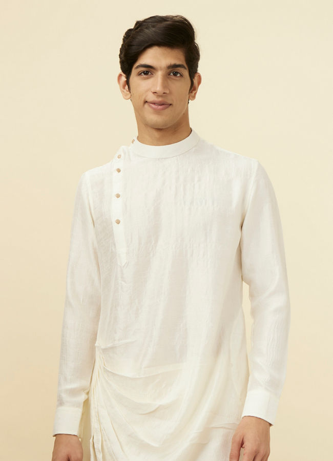 Manyawar Warm White Side Open Kurta Set