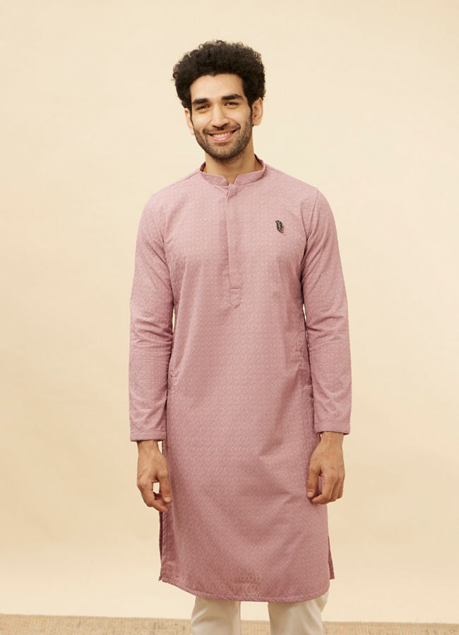 Manyawar Amaranth Pink Chikankari Jaal Patterned Kurta Set