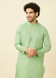 Manyawar Mint Green Diamond Printed Kurta Set